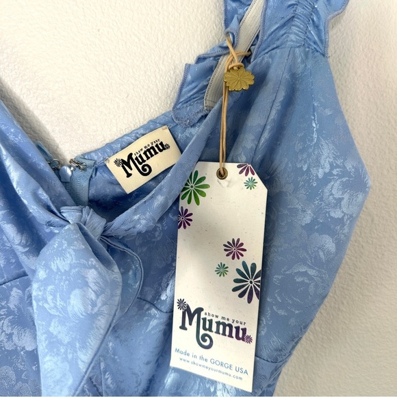 Show Me Your Mumu Jumpsuit Light Blue Floral Sz M NWT Wide Leg USA MADE feminine - Picture 5 of 7